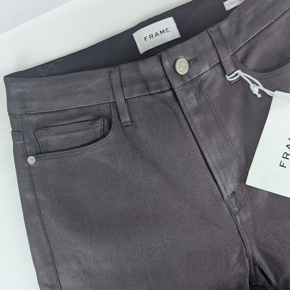 FRAME Le Crop Mini Boot Cut Jeans Coated Stretch Denim Midrise Mahogany 31 NWT - Picture 5 of 16